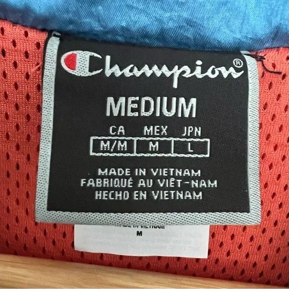 Champion Colorblock 90s Y2K Windbreaker Full Zip Jacket Adult Medium Nylon Retro - Picture 8 of 13